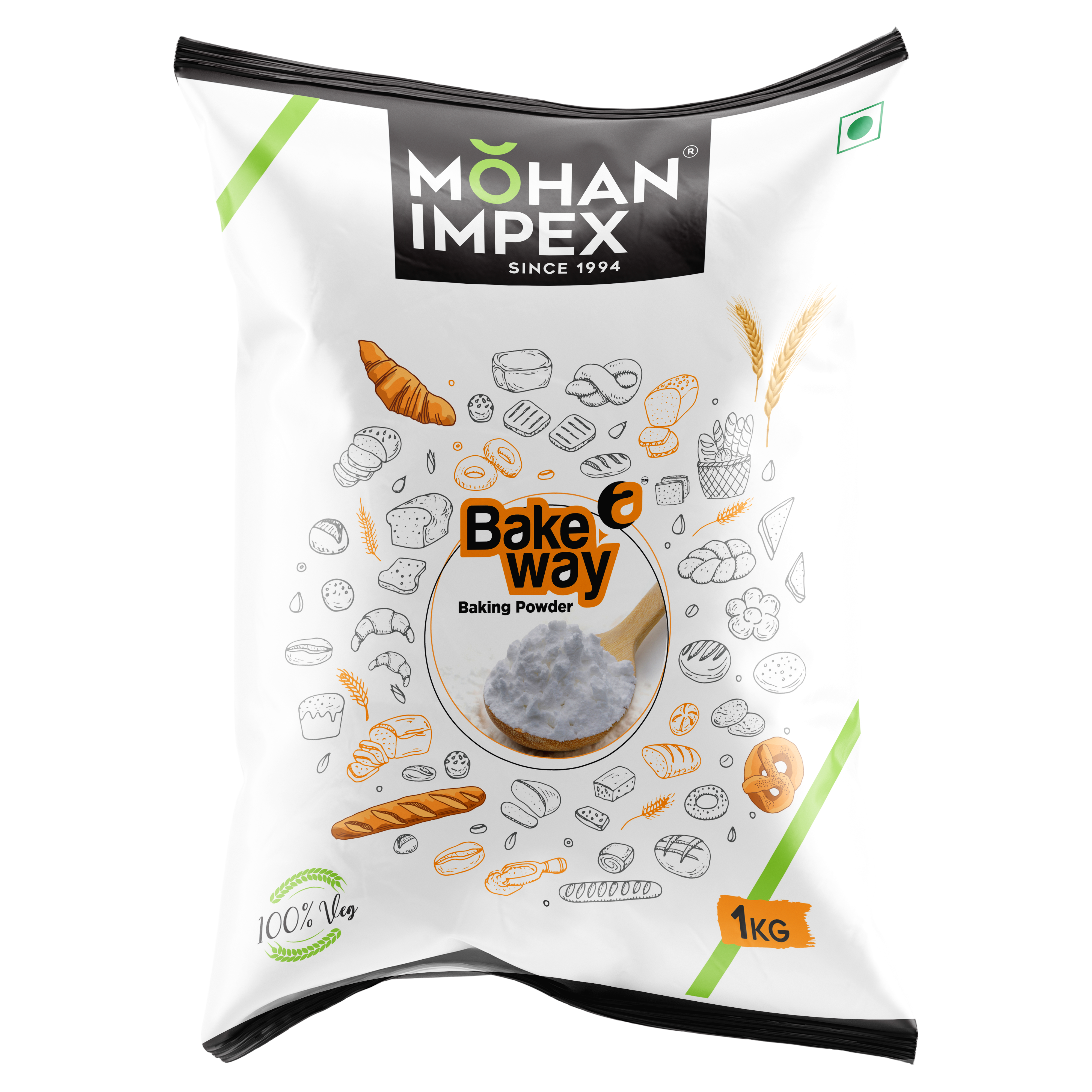 MOHAN IMPEX Baking Powder, 1 Kg (Pack of 1) | Baking Powder for Baking Cake, Breads, Pizza, Muffins, Dhokla, Idlis, Naans