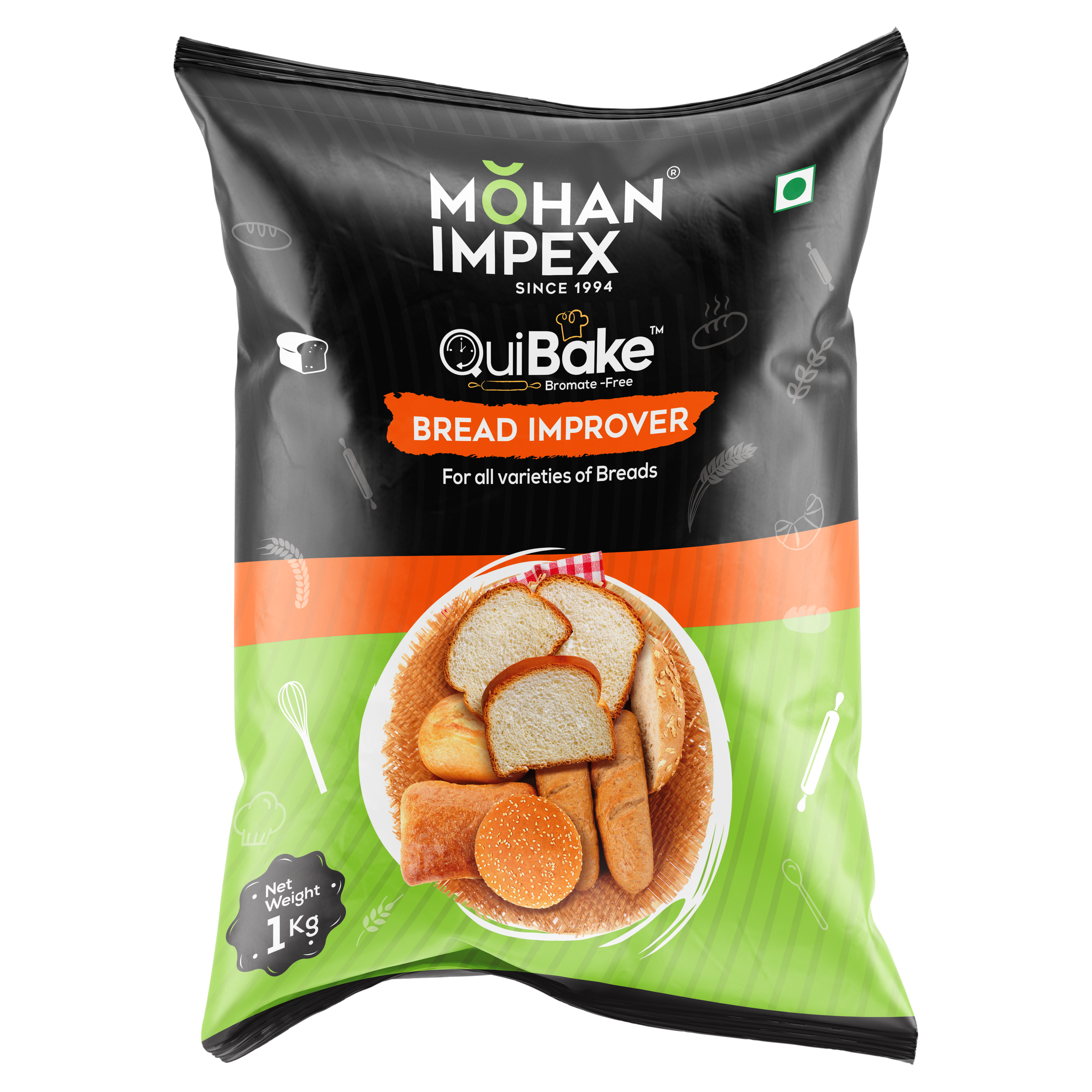 MOHAN IMPEX Quibake Bread Improver for Baking 1 kg, Bread Improver Free Powder for Bread Baking
